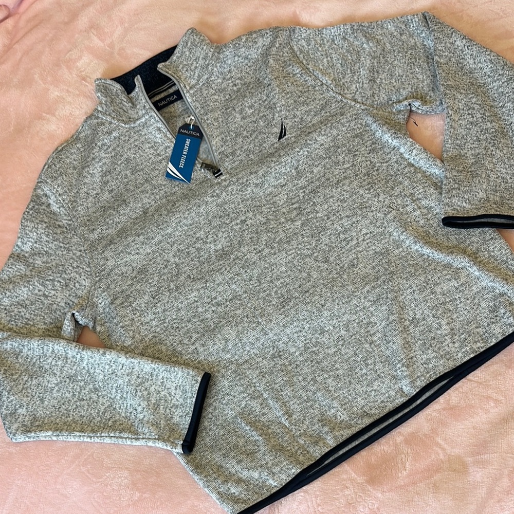 Nautica Gray Zip Up‎ Sweater with Textured Knit
